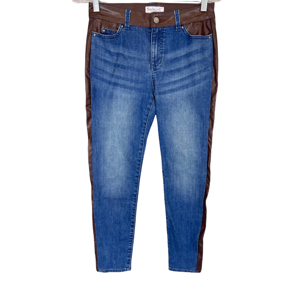 StyleList by Micaela Petite Faux Leather Inset Blue Jeans Vintage Blue Size 6P